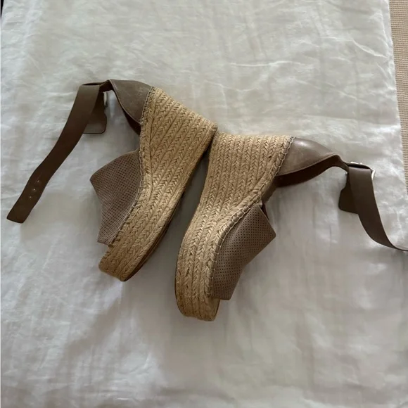 Brown Espadrille Wedge Sandals - Picture 1 of 4